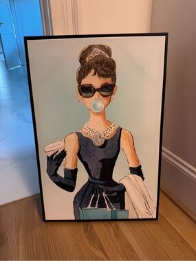 Framed Chic Lady Bubblegum Wall Art - Navy, Cream